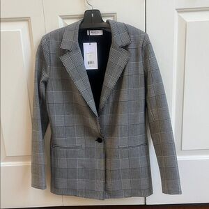 NWT Luxury Brand Bailey/44 Women's Black and White Plaid  Blazer